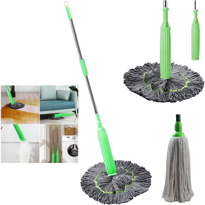 Mop cu stoarcere rapida, rasucire automata, cap din microfibra