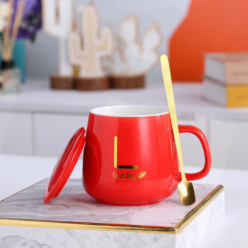 Set cadou Cana ceramica cu incalzitor, lingurita, temperatura constanta 55 grade, 220V, 400 ml