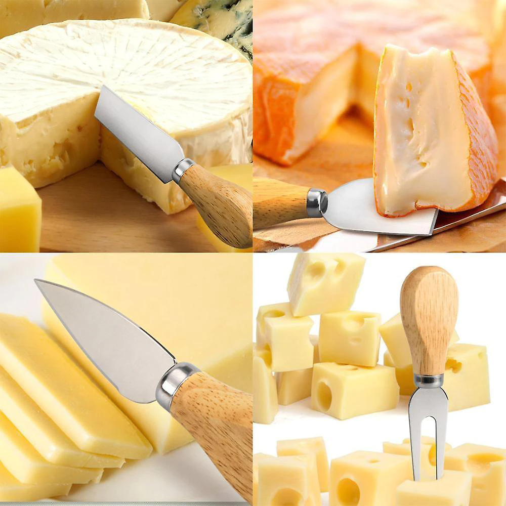 Set 6 cutite cu maner de lemn pentru branzeturi