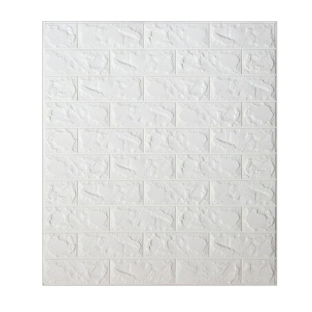 Set 10 x Tapet 3D caramizi albe, auto-adeziv pentru interior, 70 x 77 cm, 5 mm grosime
