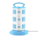 Prelungitor turn / vertical cu 12 Prize 3 porturi USB, 3 Intrerupatoare, alb/albastru
