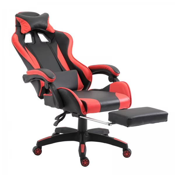 RESIGILAT - Scaun Gaming Racing SpeedX GT, Piele Ecologică, Recliner, Perne Ergonomice și Suport pentru Picioare