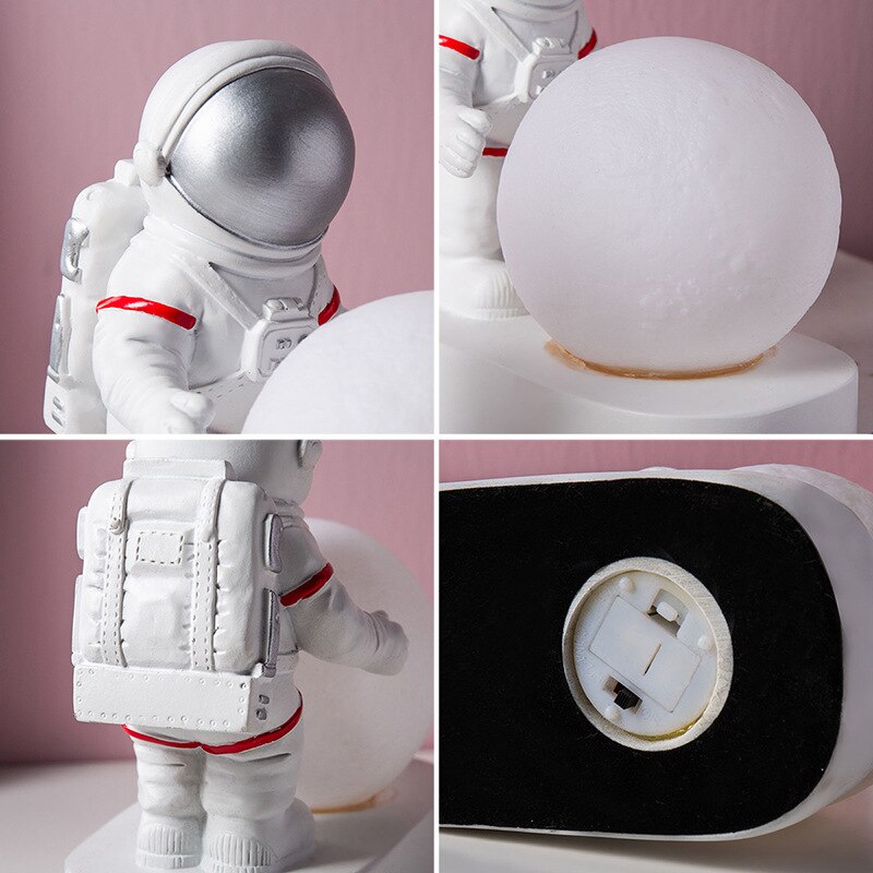 Lampa LED Astronaut cu Luna – Veioza ambientala pentru copii si decor modern