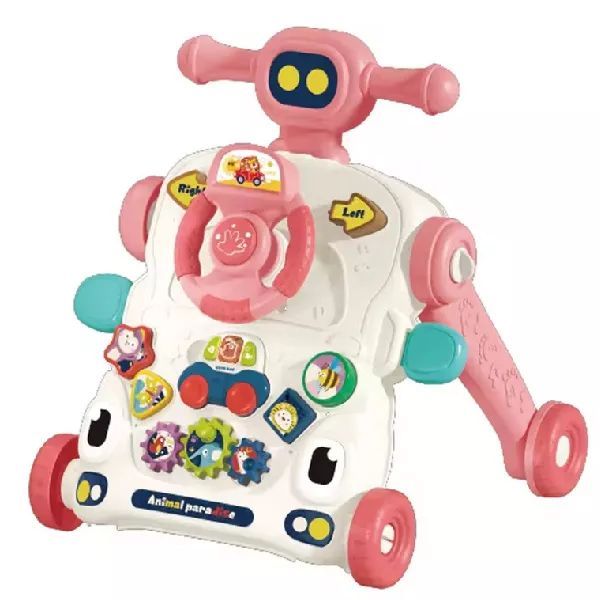 Antemergator 6 in 1  pentru Copii, cu Activitati Montessori de joaca si roti anti-alunecare,