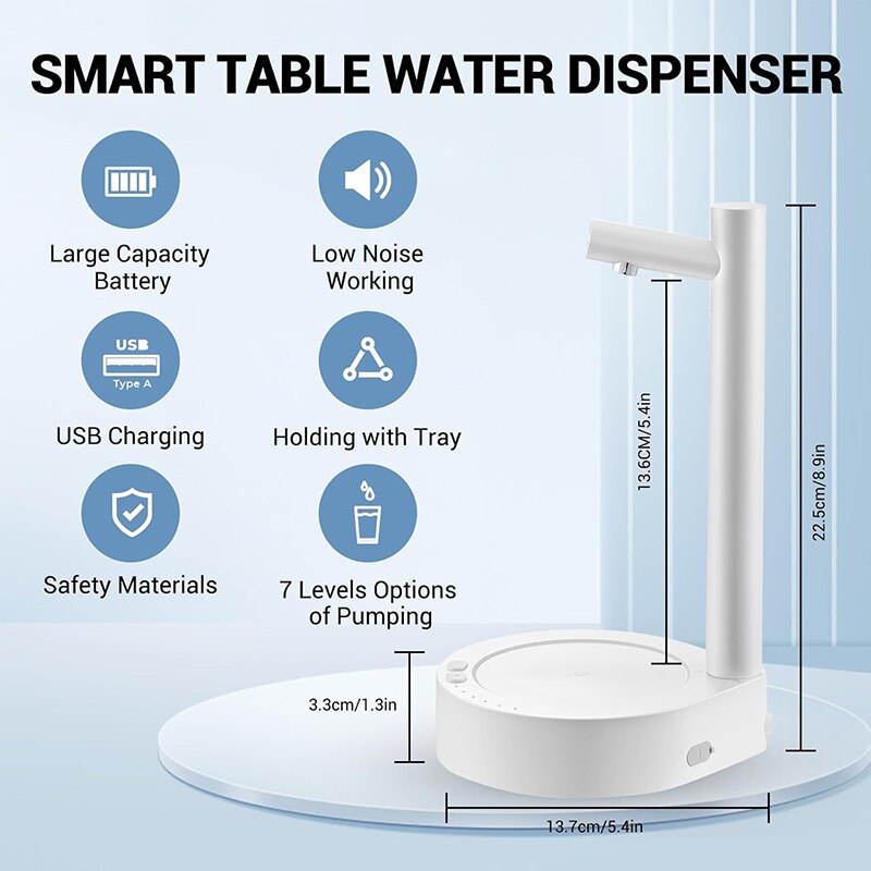 Dozator de apa smart, 3 moduri, cu acumulator, incarcare USB