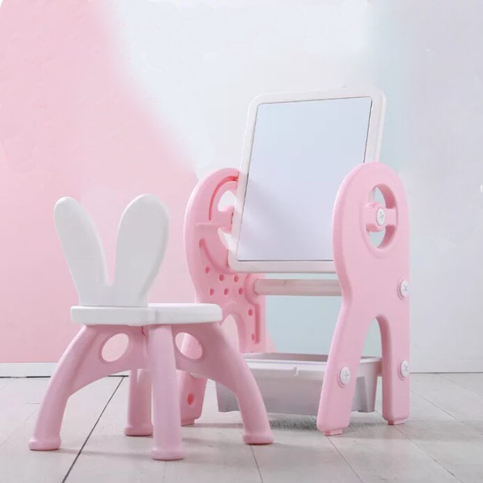 RESIGILAT - Set masa si scaun pentru copii, interactiva 2 in 1 cu tabla de scris si masa lego, cu 2 carioci si jucarii lego incluse