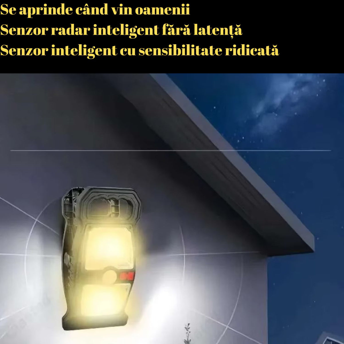 Lampa LED Solara cu senzor de miscare si clip de prindere, Iluminarea utomata, USB Type-C, IP65