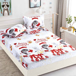 Husa de Pat cu Elastic din Bumbac Finet + 2 Fete de Perna, Pat 2 Persoane – Christmas Collections 180 x 200 cm