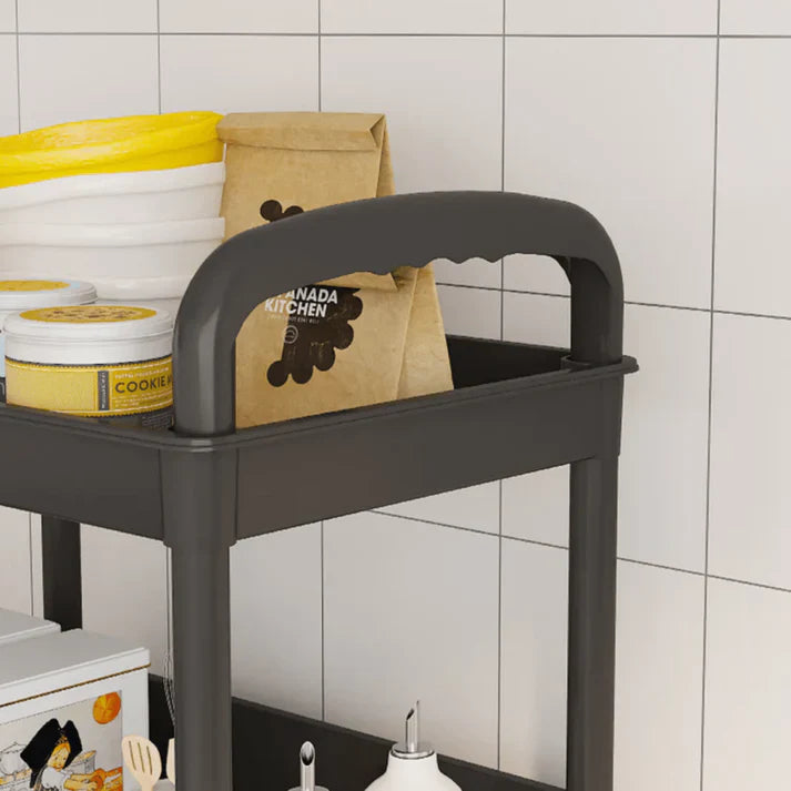 Raft organizator cu 4 niveluri, mobil, multifunctional, cu roti si accesorii incluse 97x25,5x34,5 cm