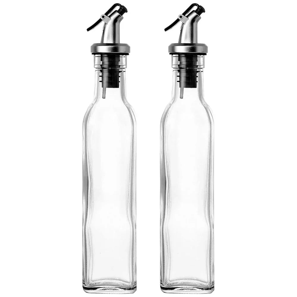 Set elegant pentru ulei, oțet și condimente – 2 sticle din sticlă 500 ml + 3 recipiente cu linguriță 250 ml