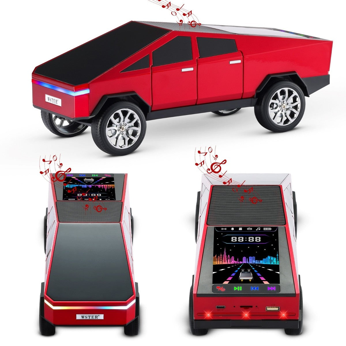 Boxa Portabila Cyber Truck Speaker Wireless TWS cu Sunet 3D si Design Futurist