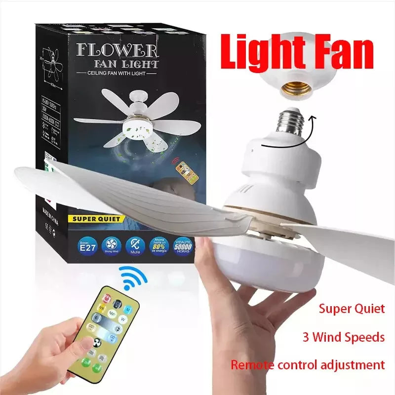 Ventilator de tavan cu LED, 40W, control de la distanta, 52cm x 20cm, alb