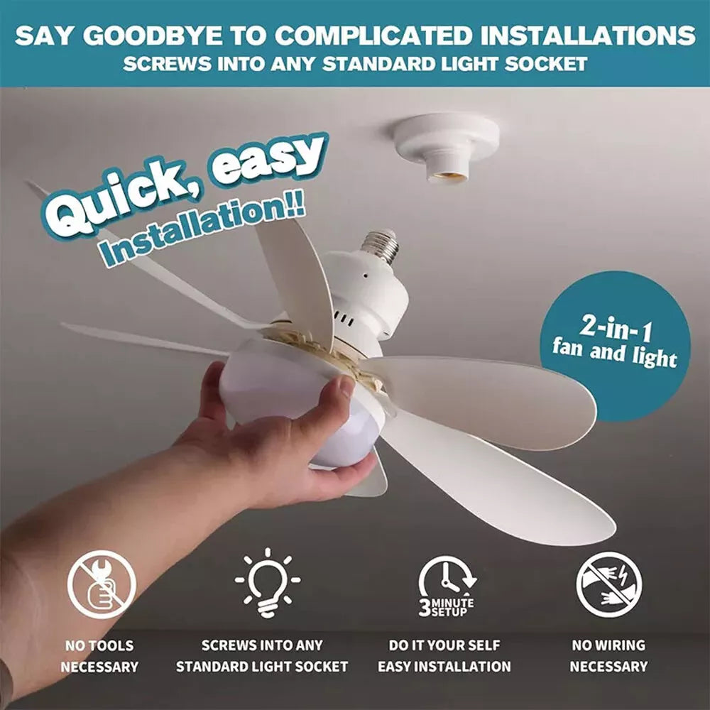Ventilator de tavan cu LED, 40W, control de la distanta, 52cm x 20cm, alb