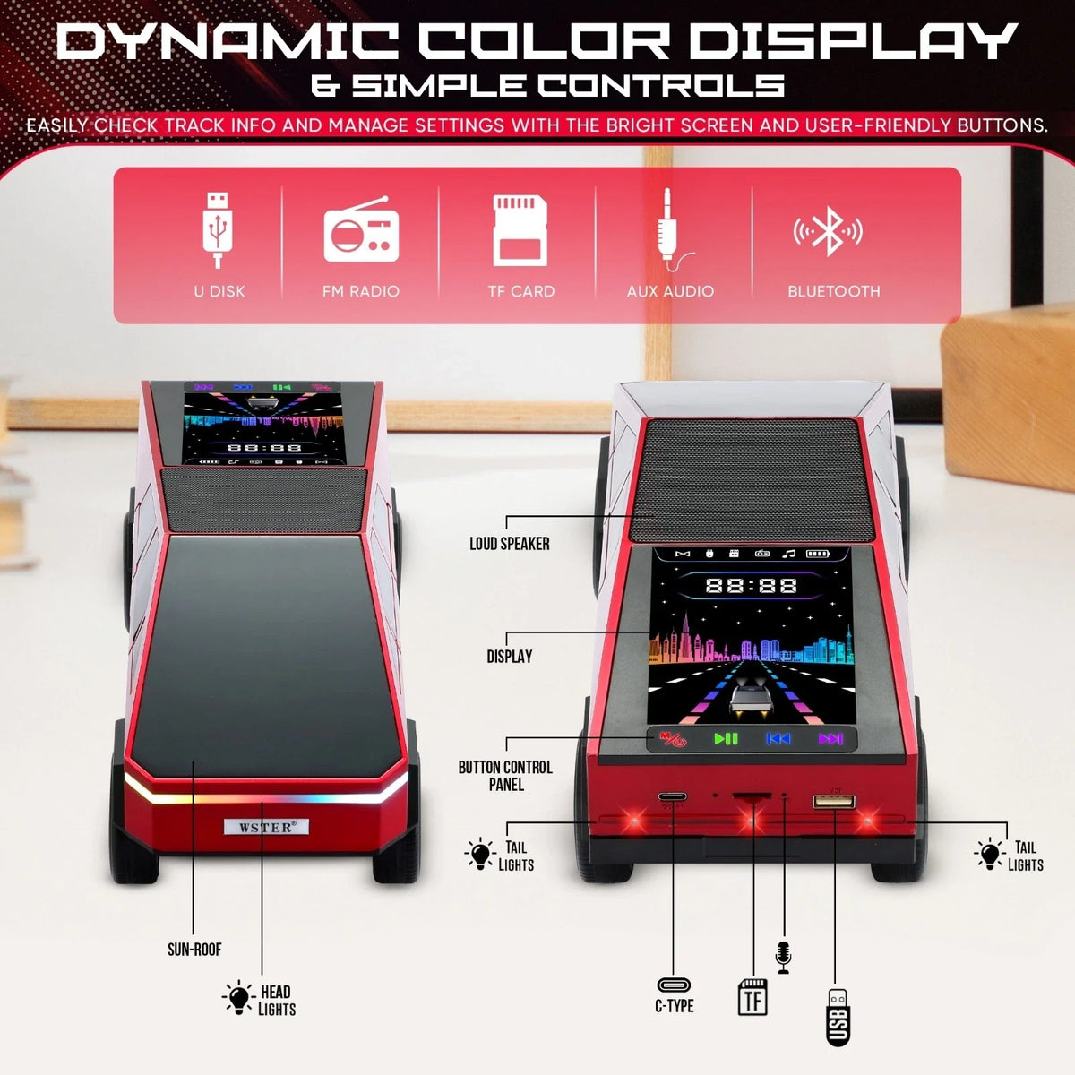 Boxa Portabila Cyber Truck Speaker Wireless TWS cu Sunet 3D si Design Futurist