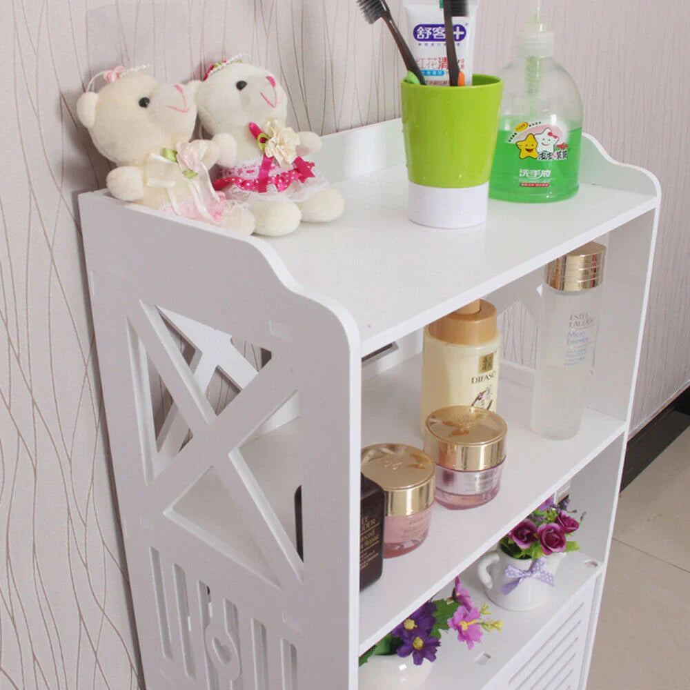 Dulap pentru Baie PVC cu 3 Polite de Depozitare, Alb, 90x40x25 cm, Rezistent la Umezeala