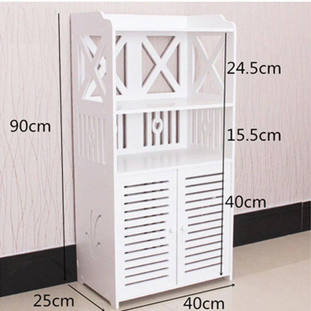 Dulap pentru Baie PVC cu 3 Polite de Depozitare, Alb, 90x40x25 cm, Rezistent la Umezeala
