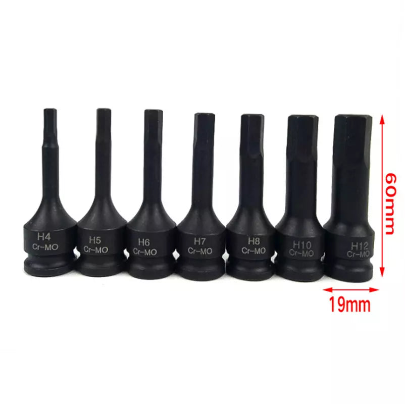 Set biti de impact Torx T20-T60, antrenare 1/2&quot;, 7 piese