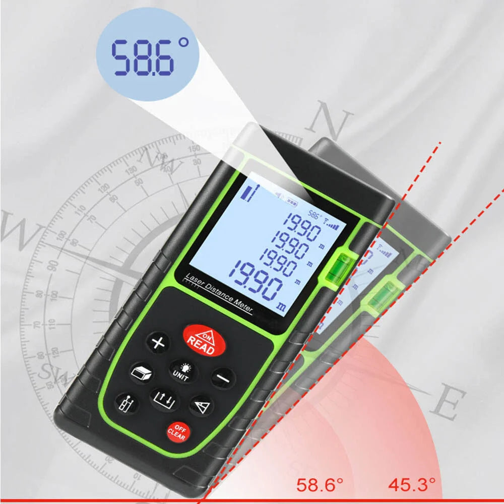 Telemetru laser 40m, Ecran LCD, precizie +/- 1.5mm, protectie IP54, calcul suprafata, calcularea volumelor, functii multiple, Negru