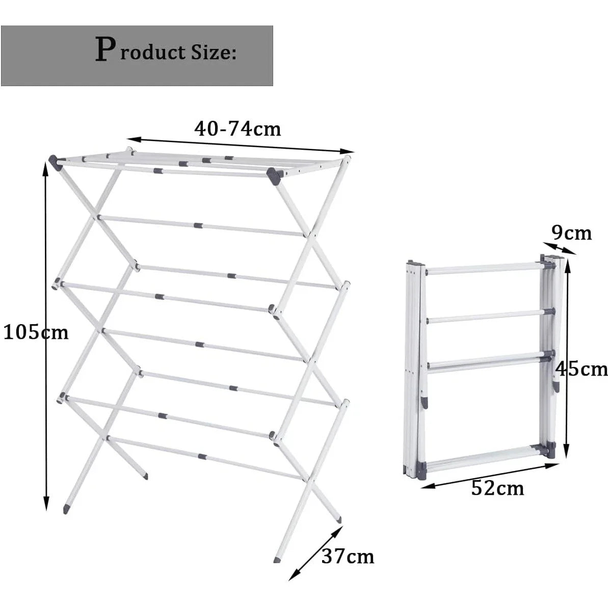 Uscator rufe metalic pliabil 3 niveluri, 11 bare, 74x103x38cm