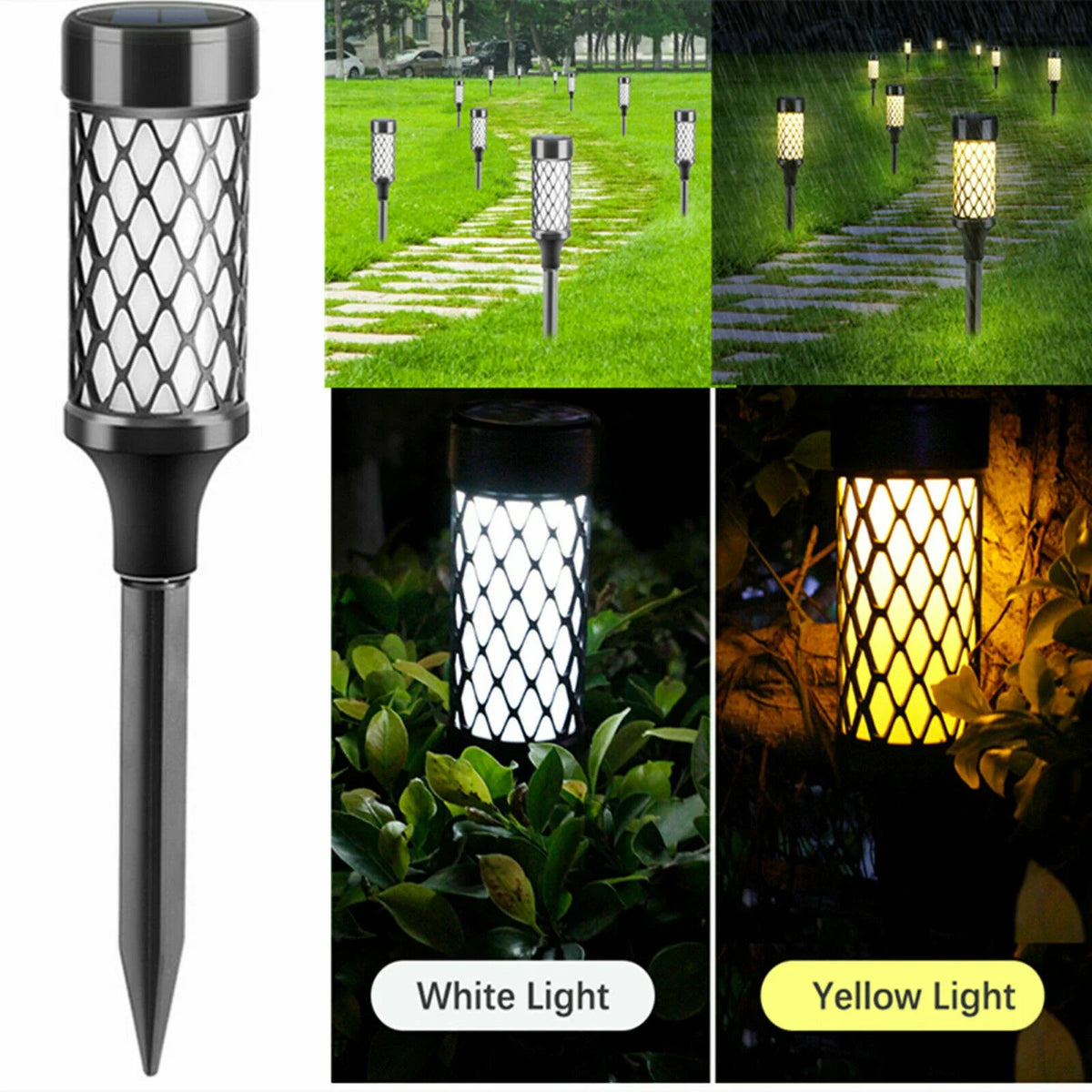 Set 4 Lampi solare LED pentru gradina, 10 LED SMD2835, iluminare automata, 38.5 cm