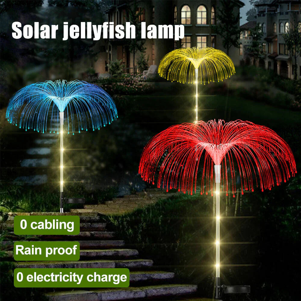 Set 2 x Lampi solare cu fibra optica  tip palmier Iluminare decorativa RGB
