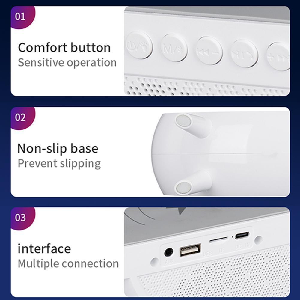 Lampă RGB cu Încărcător Wireless 15W, Boxă Bluetooth și Acumulator Reîncărcabil