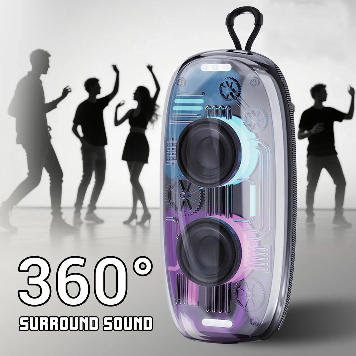 Boxa Portabila Bluetooth, Design Transparent cu Lumini RGB si Sunet Puternic