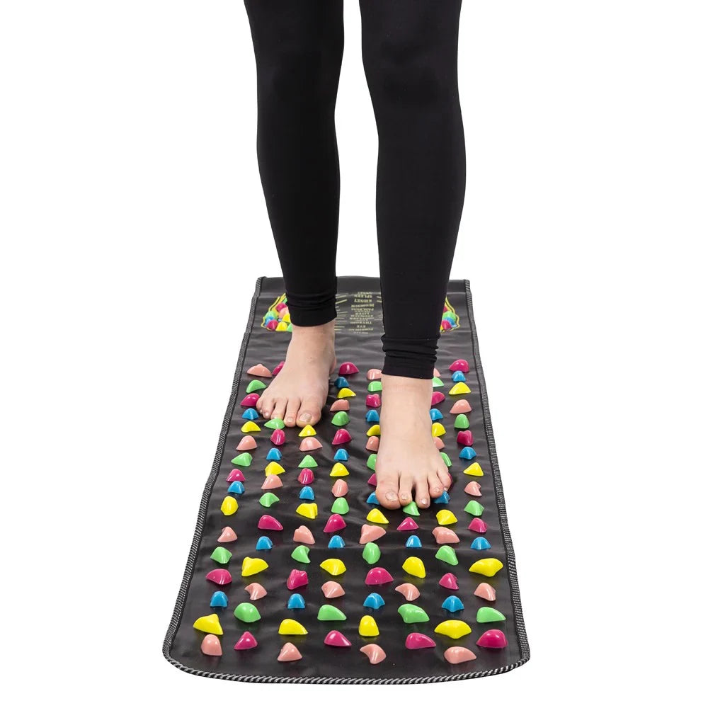 Covor de masaj prin presopunctura, pentru picioare, lungime 135x35cm, Negru