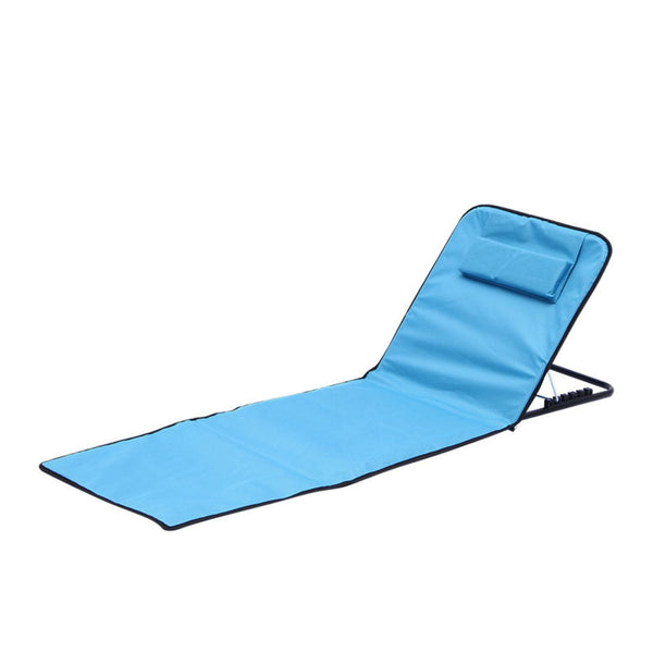 Saltea si scaun pliabil 2 in 1 din material Oxford, pentru plaja, camping si picnic, albastru, 145x47x40 cm