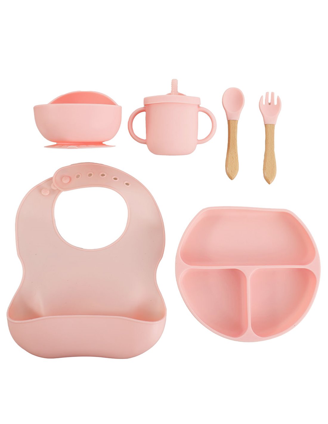 Set hranire bebelusi 8 piese, termorezistente, silicon, fara BPA, pliabile, usor de curatat