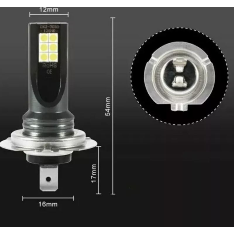 Set 2 becuri auto LED H7 – 12 LED-uri SMD, 120W, lumina alba 6000K