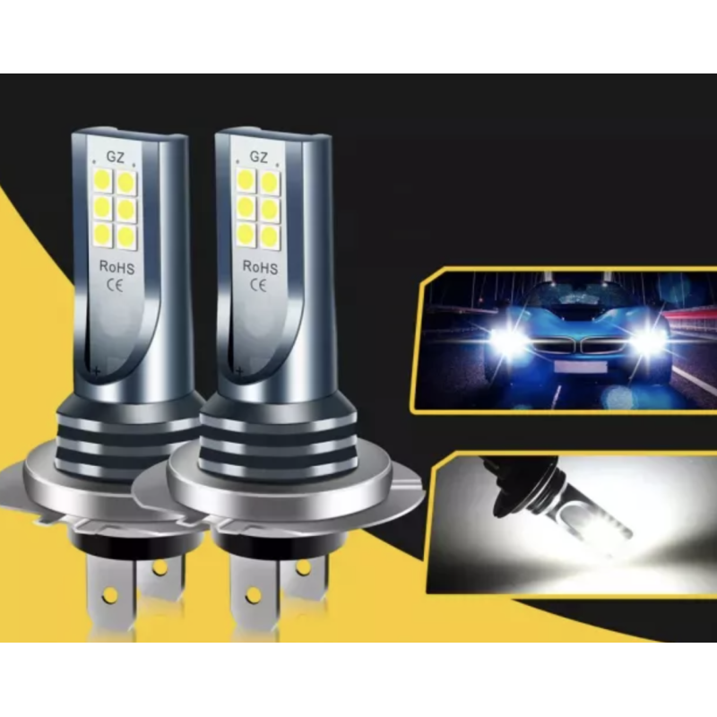 Set 2 becuri auto LED H7 – 12 LED-uri SMD, 120W, lumina alba 6000K