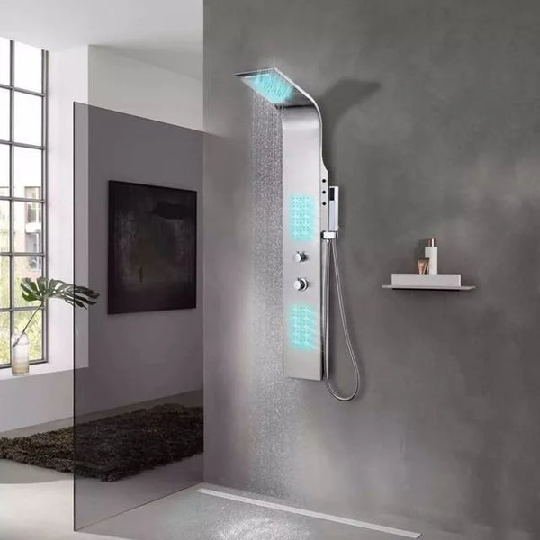 Panou dus hidromasaj inox auriu/argintiu 5 functii