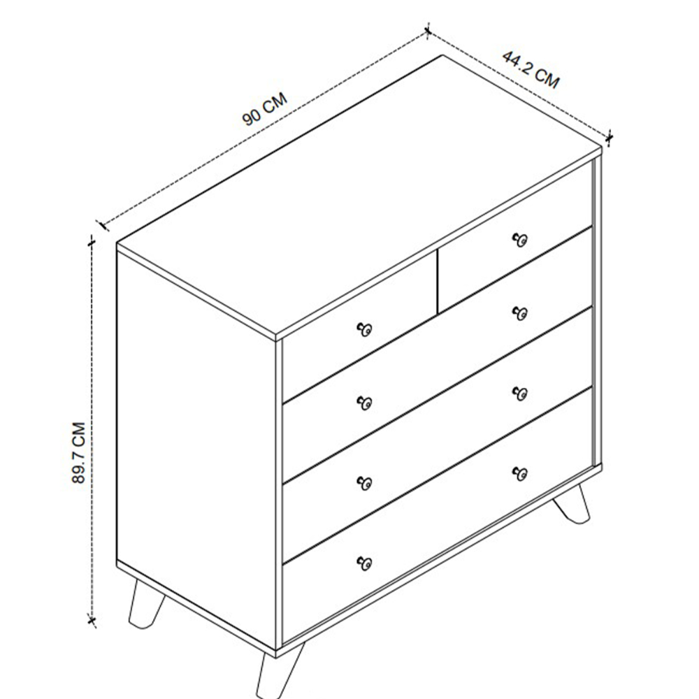 Comoda cu 5 sertare, 90 x 44,2 x 89,7 cm