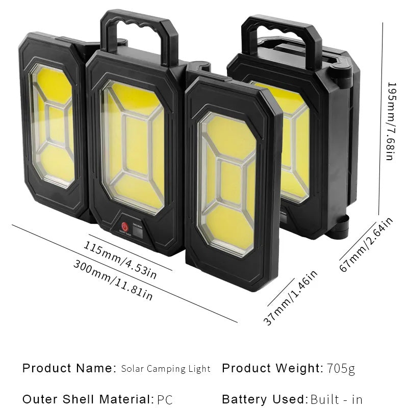 Lampa solara pliabila 3 panouri cu trepied reglabil 84cm si incarcare Type-C