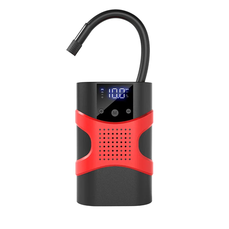 Starter auto multifunctional, portabil, 12000mAh powerbank, cu compresor, USB, afisaj LCD, lanterna, pornire auto