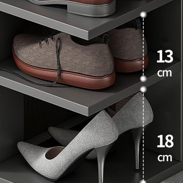 RESIGILAT - Pantofar cu 7 Etaje si Sertar Superior din PAL Gri 40 x 22 x 111 cm