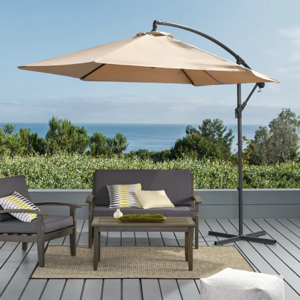 Umbrela de soare suspendata pentru gradina sau terasa, rotunda 3m X 2.5m X 2.3m, suport inclus