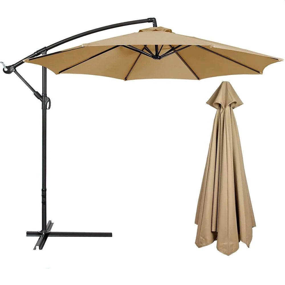 Umbrela de soare suspendata pentru gradina sau terasa, rotunda 3m X 2.5m X 2.3m, suport inclus