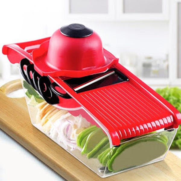 Razatoare 6 in 1 pentru Legume si Fructe – Lame Inox, Suport Protectie, Feliere & Julienne