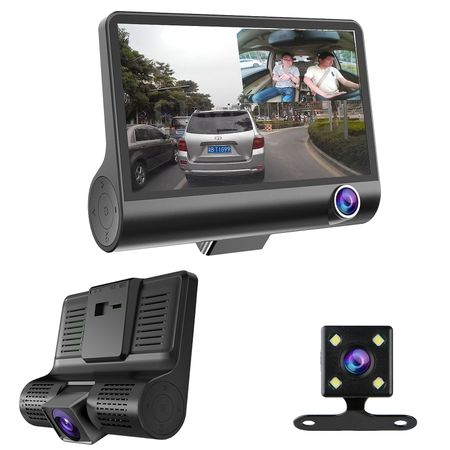 RESIGILAT - Camera auto tripla Blackbox L300-1, Full-HD, 3 camere-fata/spate/interior, ecran 4&#39;&#39;, G Senzor