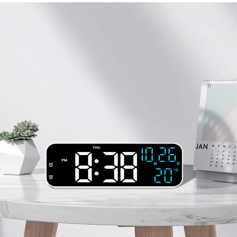 Ceas digital de perete cu afisaj LED, afisare temperatura si data, mod de noapte, ceas de masa, ceas electronic cu LED, 12H, 24H
