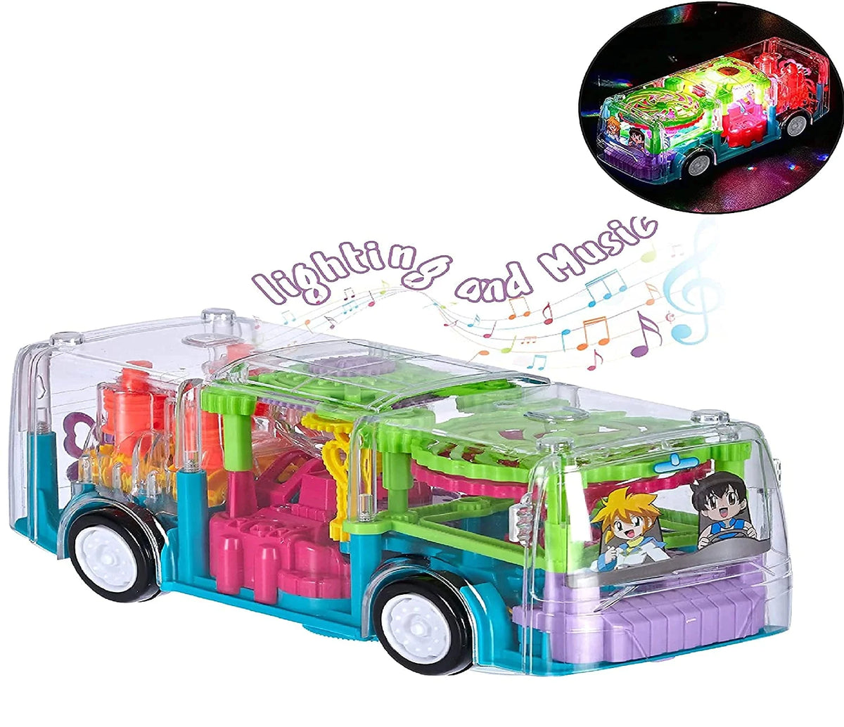 Autobuz de jucarie cu sunete şi lumini, carcasa transparenta