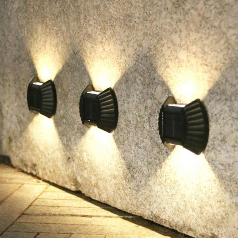 Set 4 lampi solare exterioare pentru perete, iluminare sus-jos