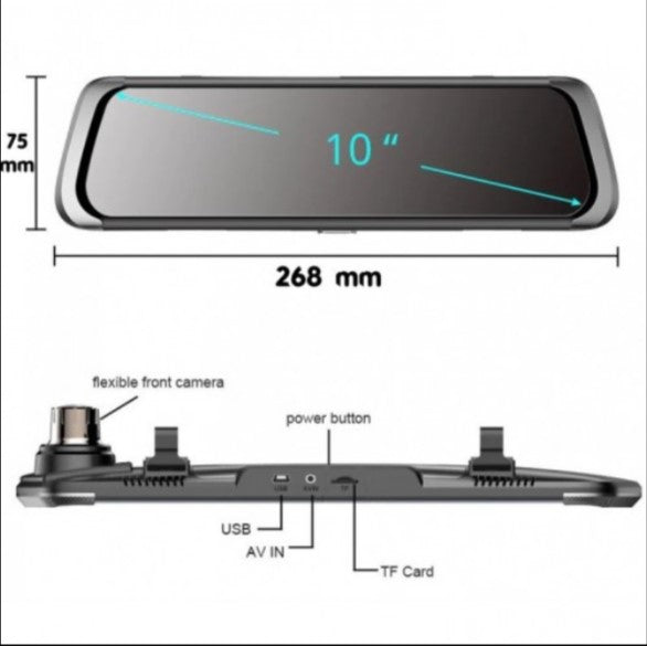 Camera auto tip oglinda retrovizoare Starlight Night Vision, 10 inch, LCD, dual cam