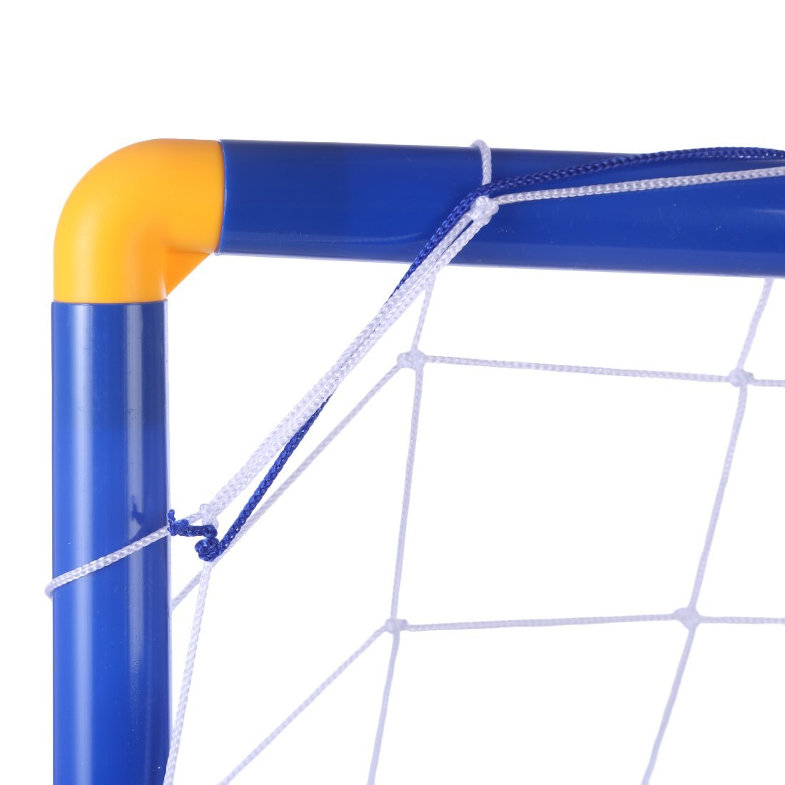 Poarta de fotbal din plastic, albastra, cu minge si pompa 105x76x69cm