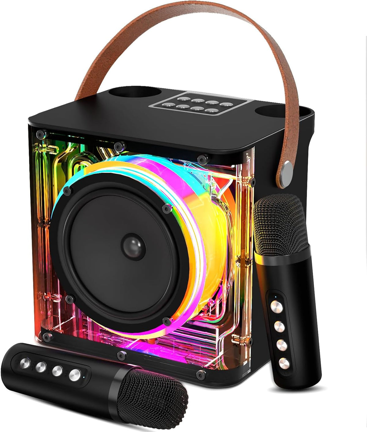 Sistem Karaoke Kimiso KMS-804,  Bluetooth 5.3, TWS, 2 microfoane Wireless, 12 lumini disco, 4 modificări de voce