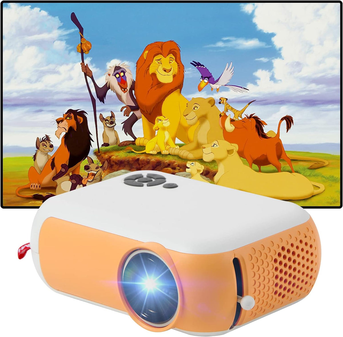 Videoproiector portabil, FULL HD, cu LED-uri, 1800 lumeni, mini proiector, 2000:1, Galben/Alb