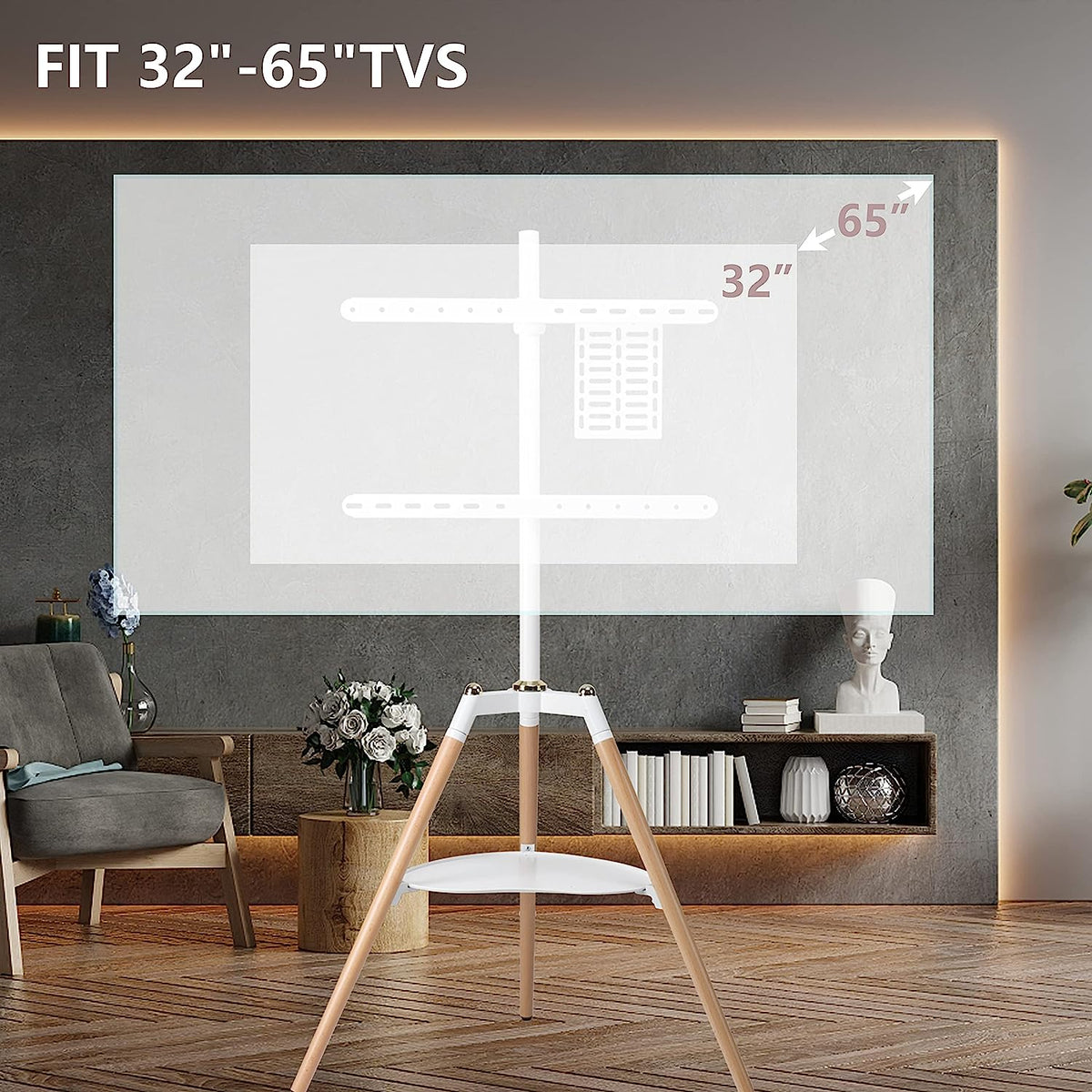 Suport TV rotativ, tip trepied, pentru podea, TV 32-65 inch