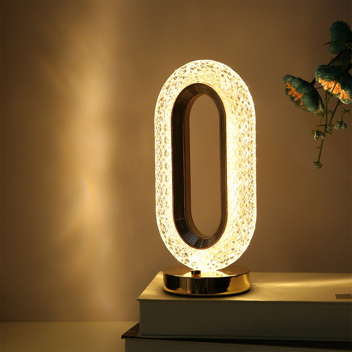 Lampa Diamond Crystal LED cu 3 temperaturi de culoare, alb rece, alb cald, neutru, culoare auriu